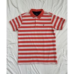 Allen Solley men’s size medium coral and white striped polo